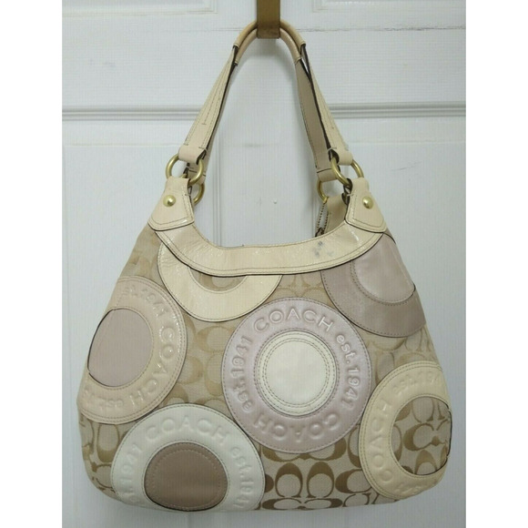 Coach Multicolor Canvas Suede Patent Leather 3 Compartments Shoulder Bag - Picture 3 of 13